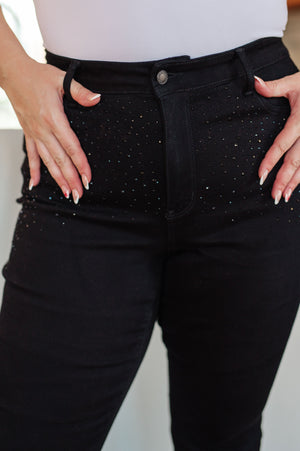 Reese Rhinestone Slim Fit Jeans in Black (Judy Blue)