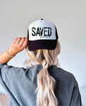 Saved Sinner Black and White Trucker Hat