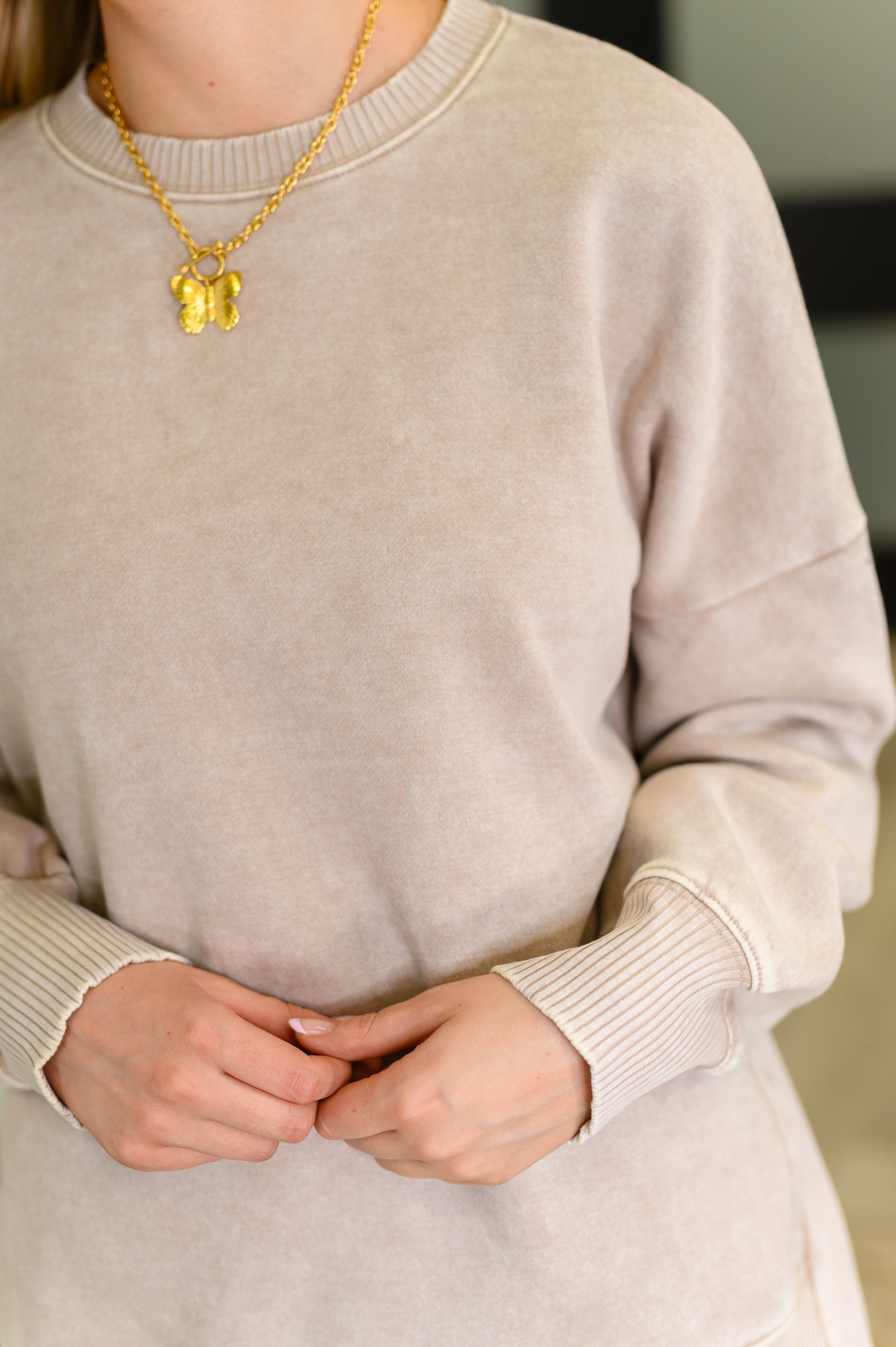 Safe and Secure Mineral Wash Pullover in Ash Mocha (Zenana)