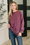 Safe and Secure Mineral Wash Pullover in Eggplant (Zenana)