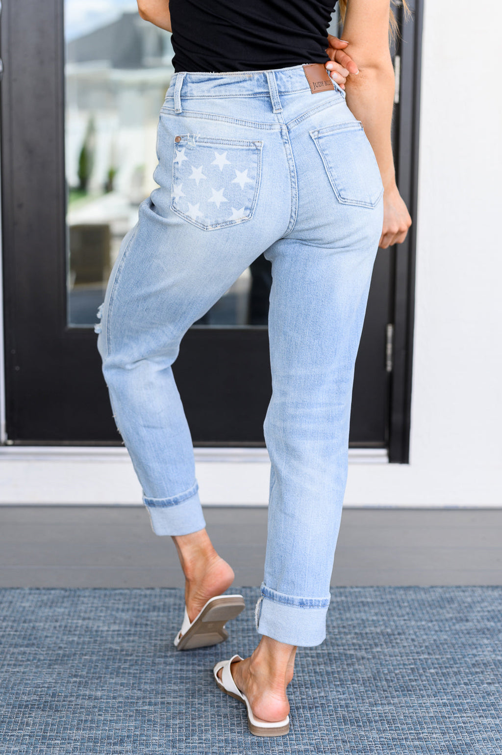 Sam Mid Rise Star Pocket Boyfriend Jeans (Judy Blue)