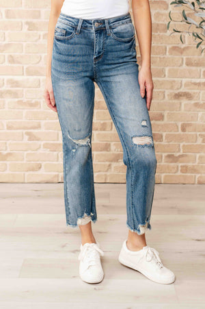 Sammy High Waist Distressed Crop Straight Leg Jeans (Judy Blue)