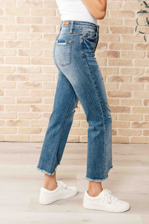 Sammy High Waist Distressed Crop Straight Leg Jeans (Judy Blue)