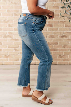 Sammy High Waist Distressed Crop Straight Leg Jeans (Judy Blue)