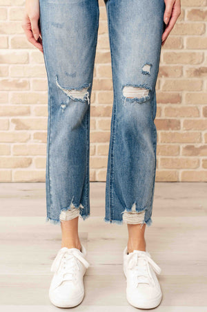 Sammy High Waist Distressed Crop Straight Leg Jeans (Judy Blue)