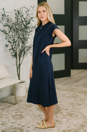 knee length navy blue casual dress Sweet Like That Casual Dress in Navy – Texas Dazzling Boutique