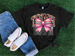 Touchdown Faux Glitter Bow- Football Graphic Tee