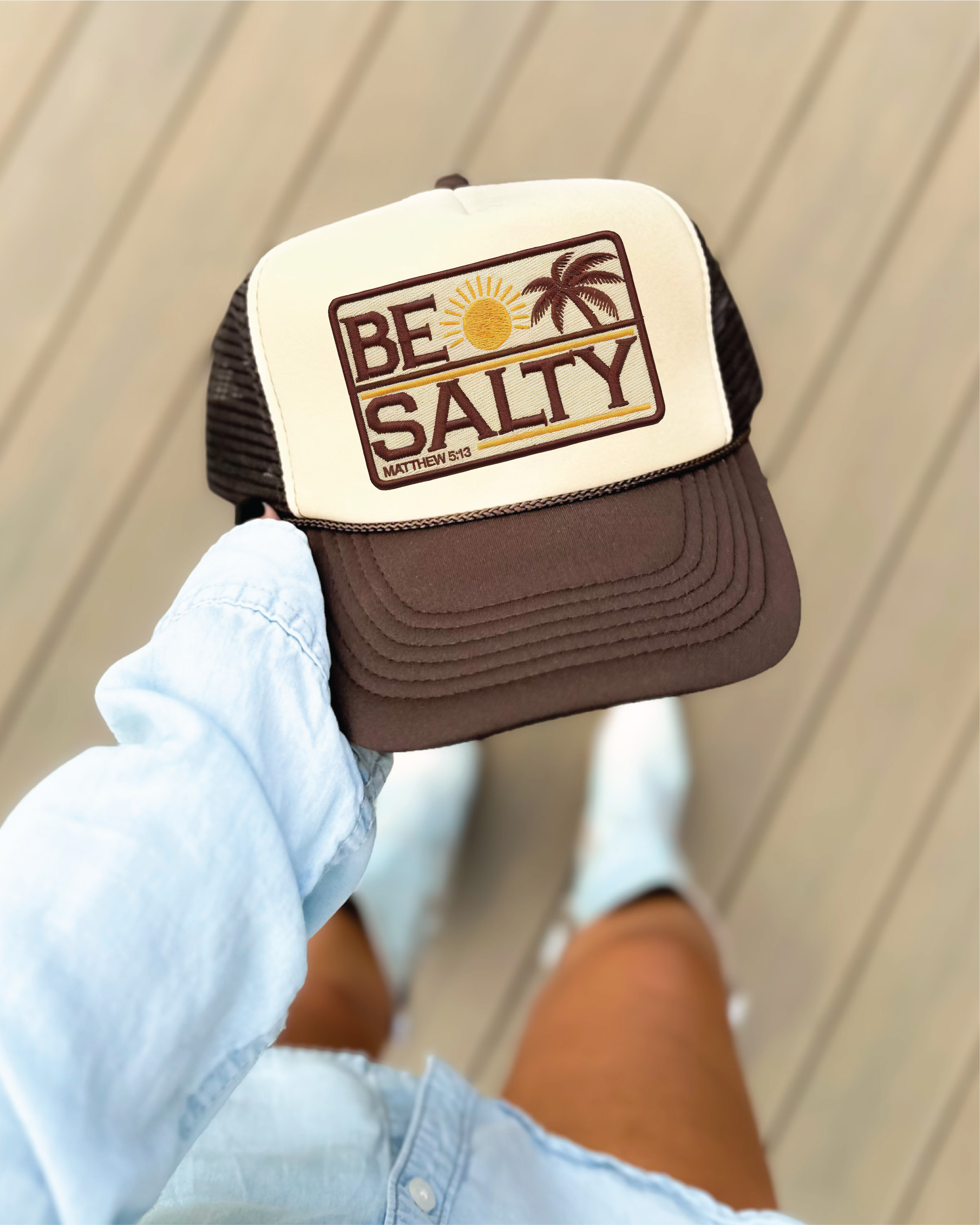 Be Salty Brown and Tan Trucker Hat
