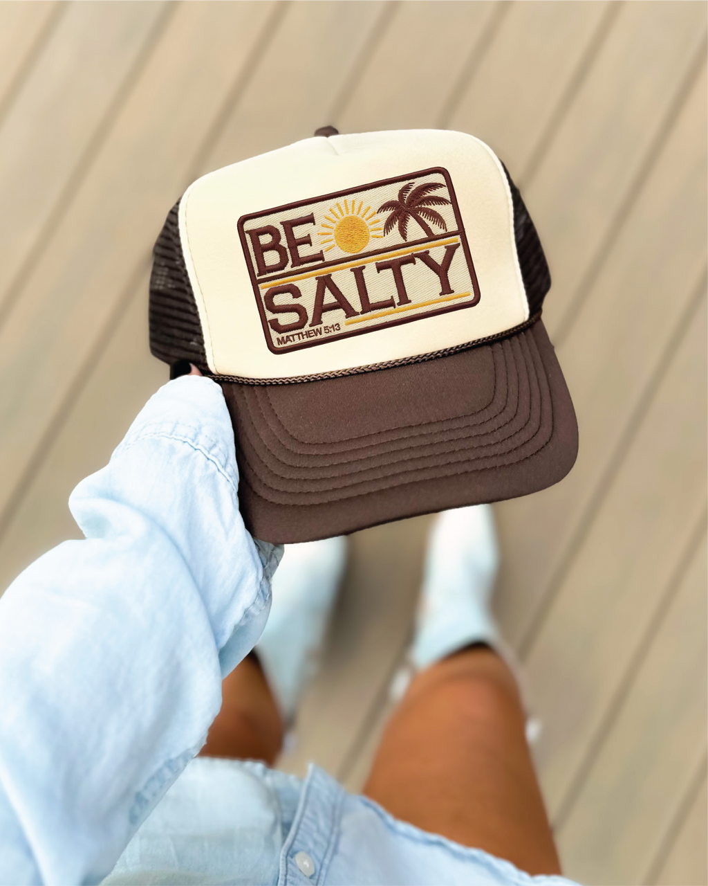 Be Salty Brown and Tan Trucker Hat