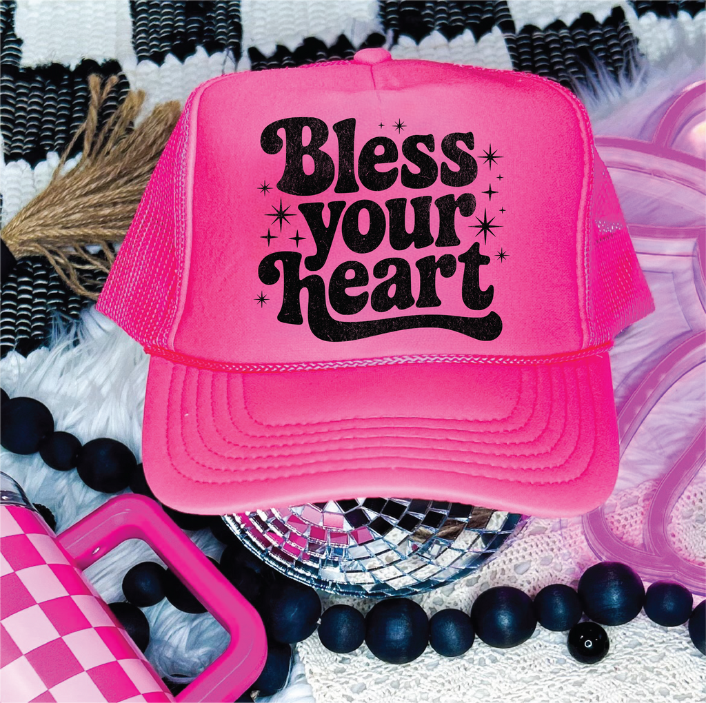 Bless Your Heart Neon Pink Trucker Hat
