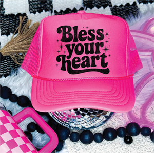 Bless Your Heart Neon Pink Trucker Hat