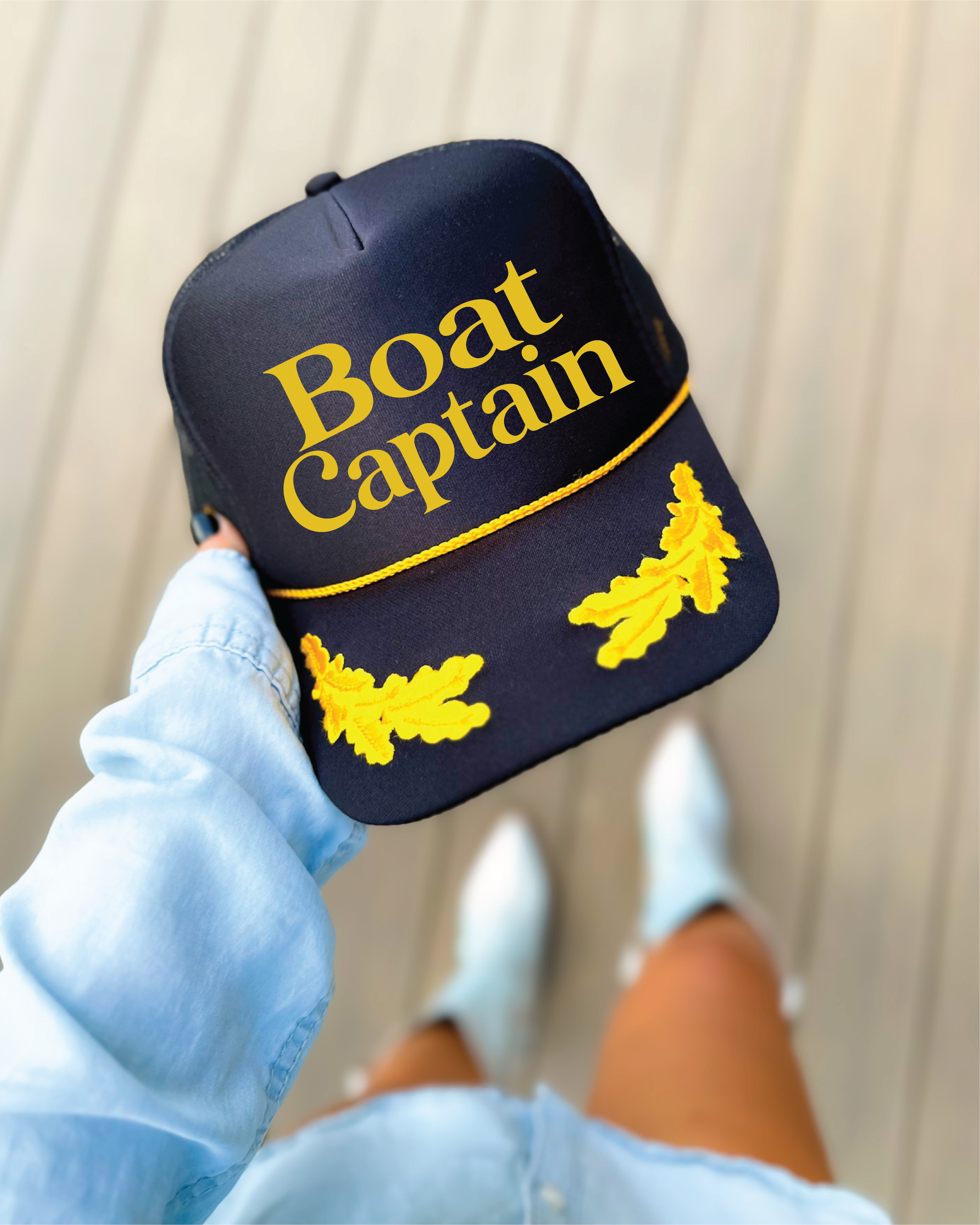 Boat Captain Black Trucker Hat