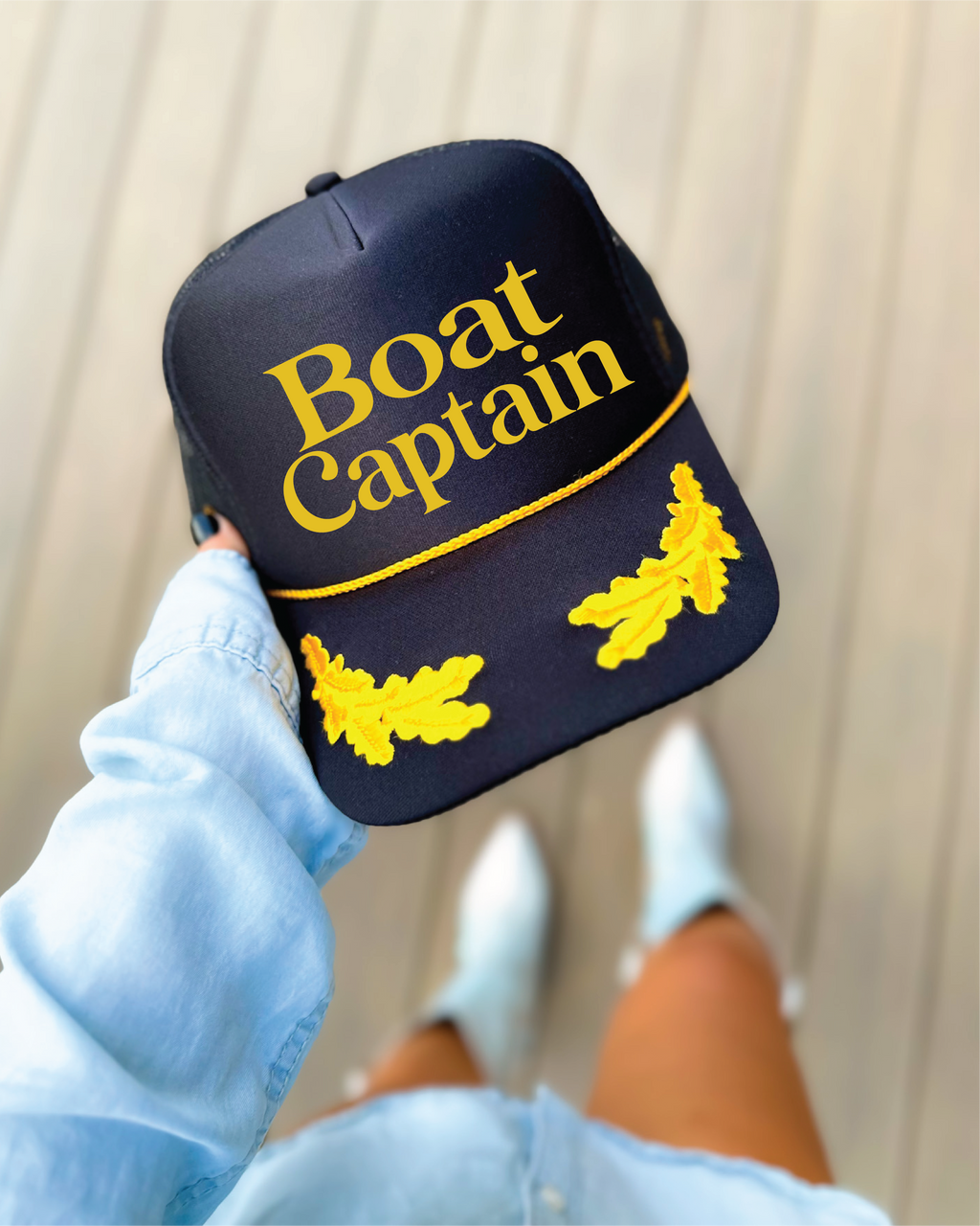 Boat Captain Black Trucker Hat