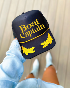 Boat Captain Black Trucker Hat