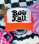 Boo Yall Neon Orange and White Trucker Hat
