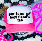 Boyfriend's Tab Neon Pink & White Trucker Hat