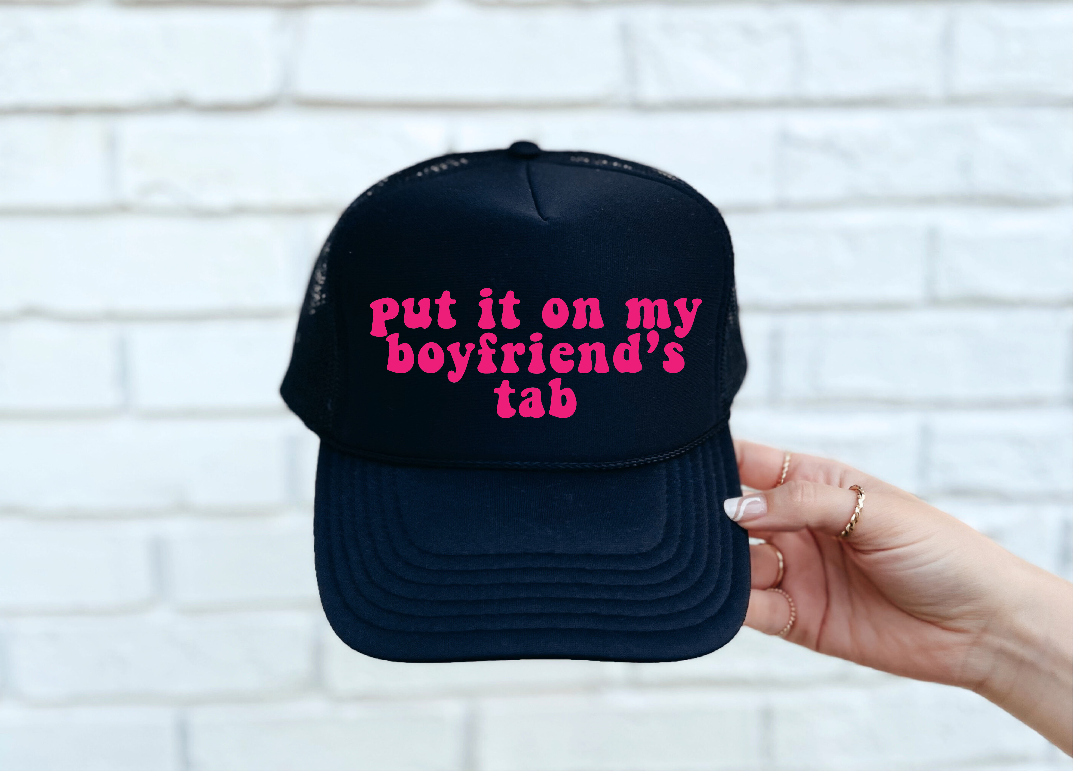 Boyfriend's Tab Black Trucker Hat