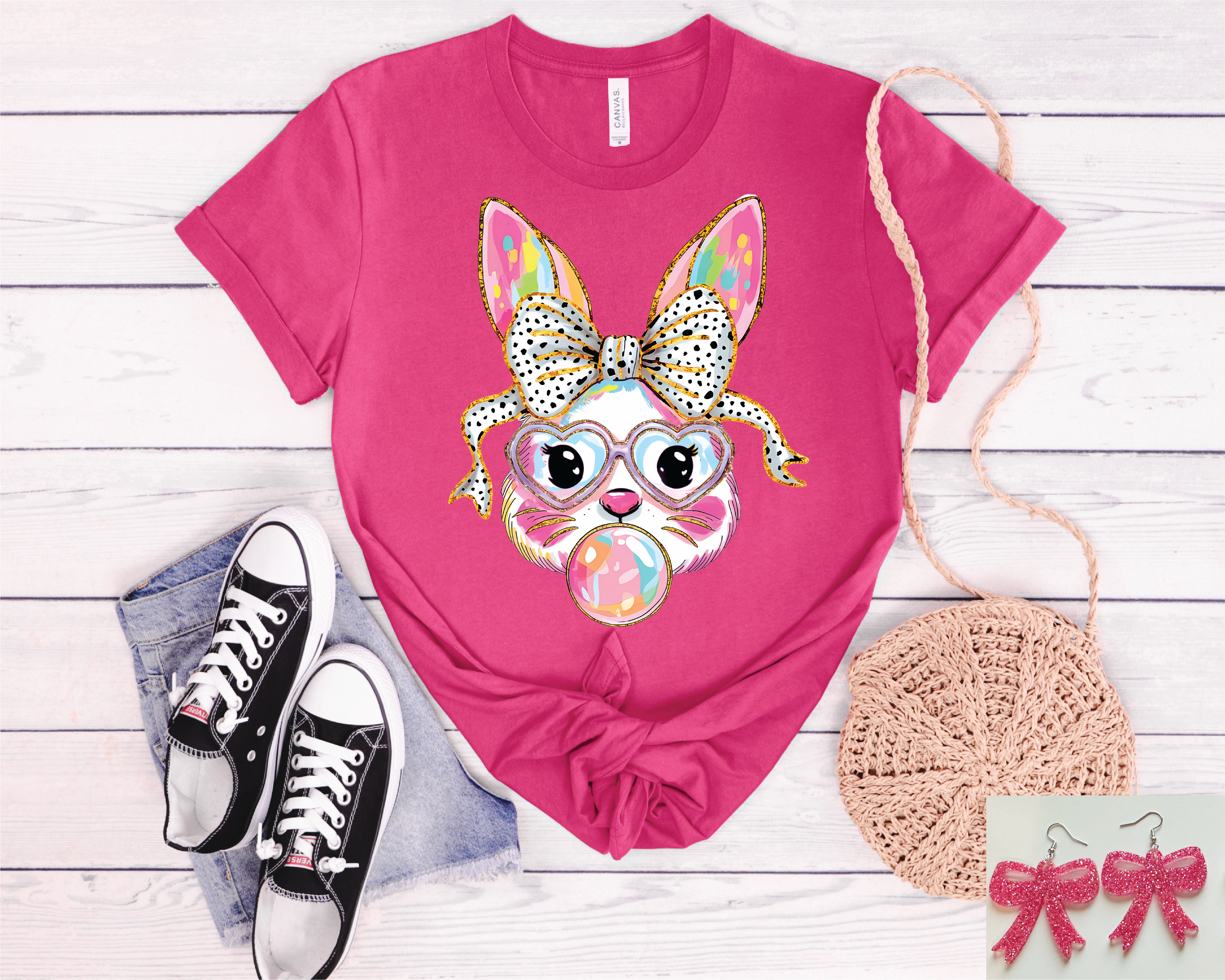 Colorful Bunny Bubble Gum Tee