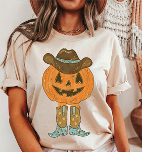 Cowboy Jack-O-Lantern Pumpkin Fall Tee