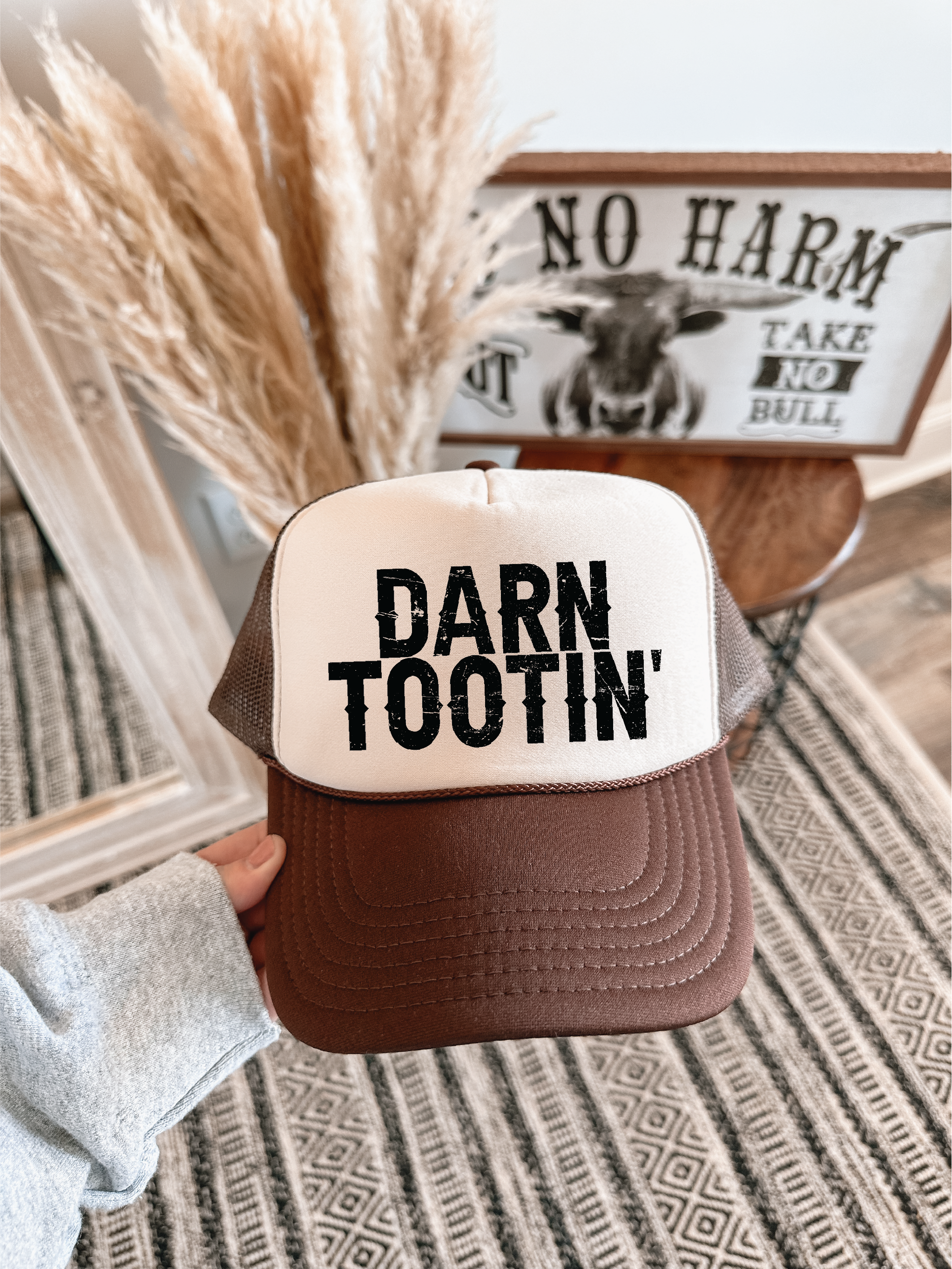 Darn Tootin Brown and Tan Trucker Hat