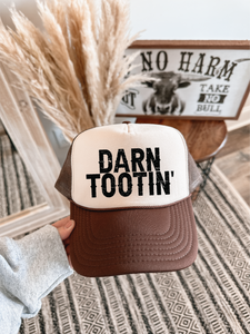 Darn Tootin Brown and Tan Trucker Hat