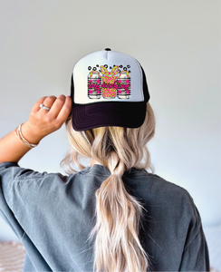 Day Drinkin Leopard Black and White Trucker Hat