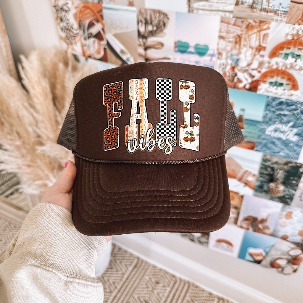Fall Vibes Brown Trucker Hat