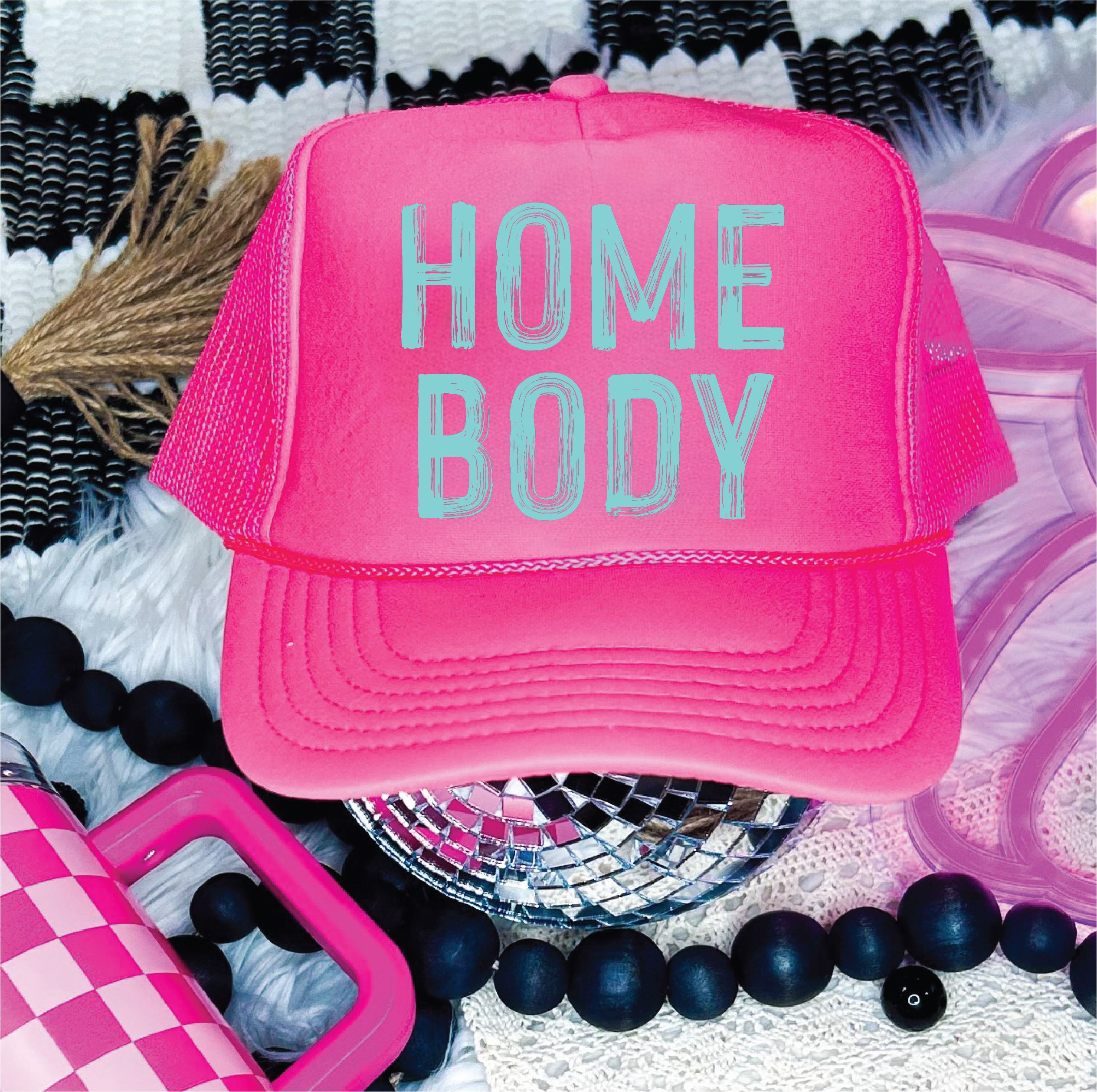 Homebody Neon Pink Trucker Hat