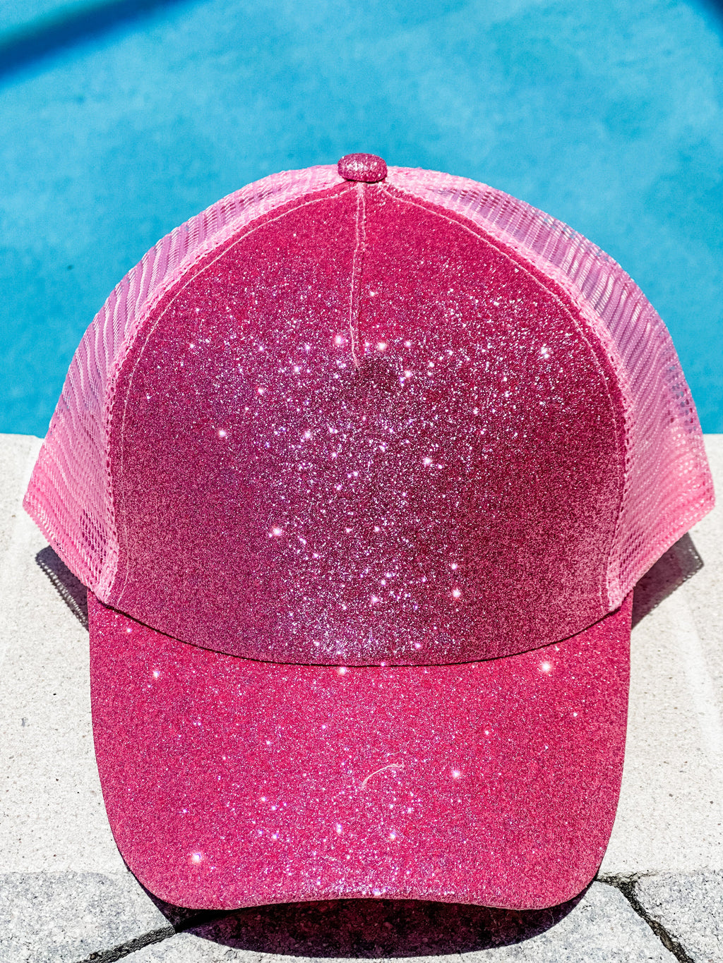 "All That Sparkle" Pink Trucker Ponytail Hat