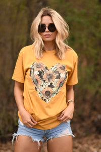 Sunflower Cowprint Heart Tee (Delta)