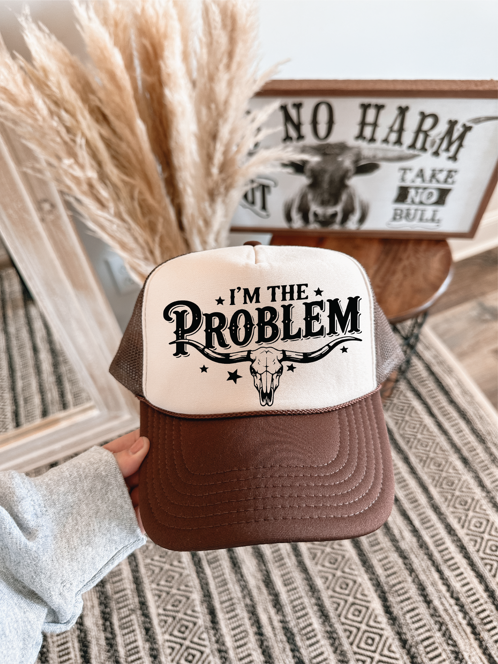 I'm The Problem Brown and Tan Trucker Hat