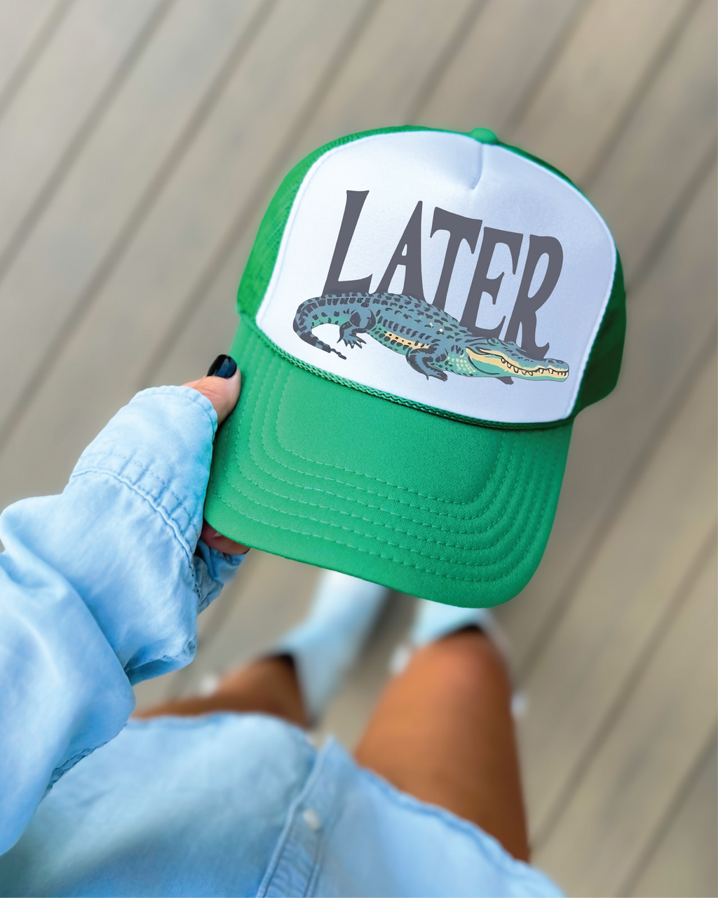 Later Gator Green and White Trucker Hat