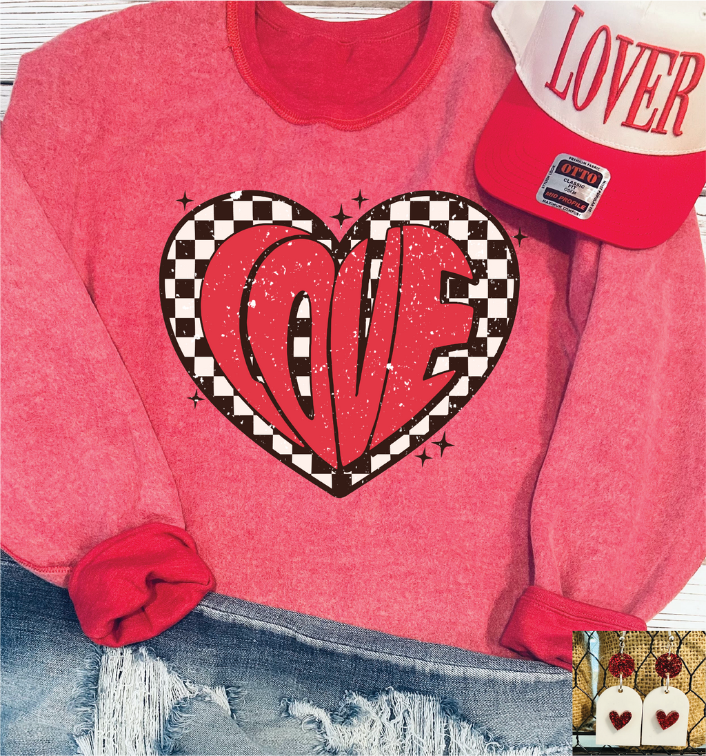 Love Checkered Heart Sweatshirt
