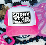 No Hablo Neon Pink and White Trucker Hat