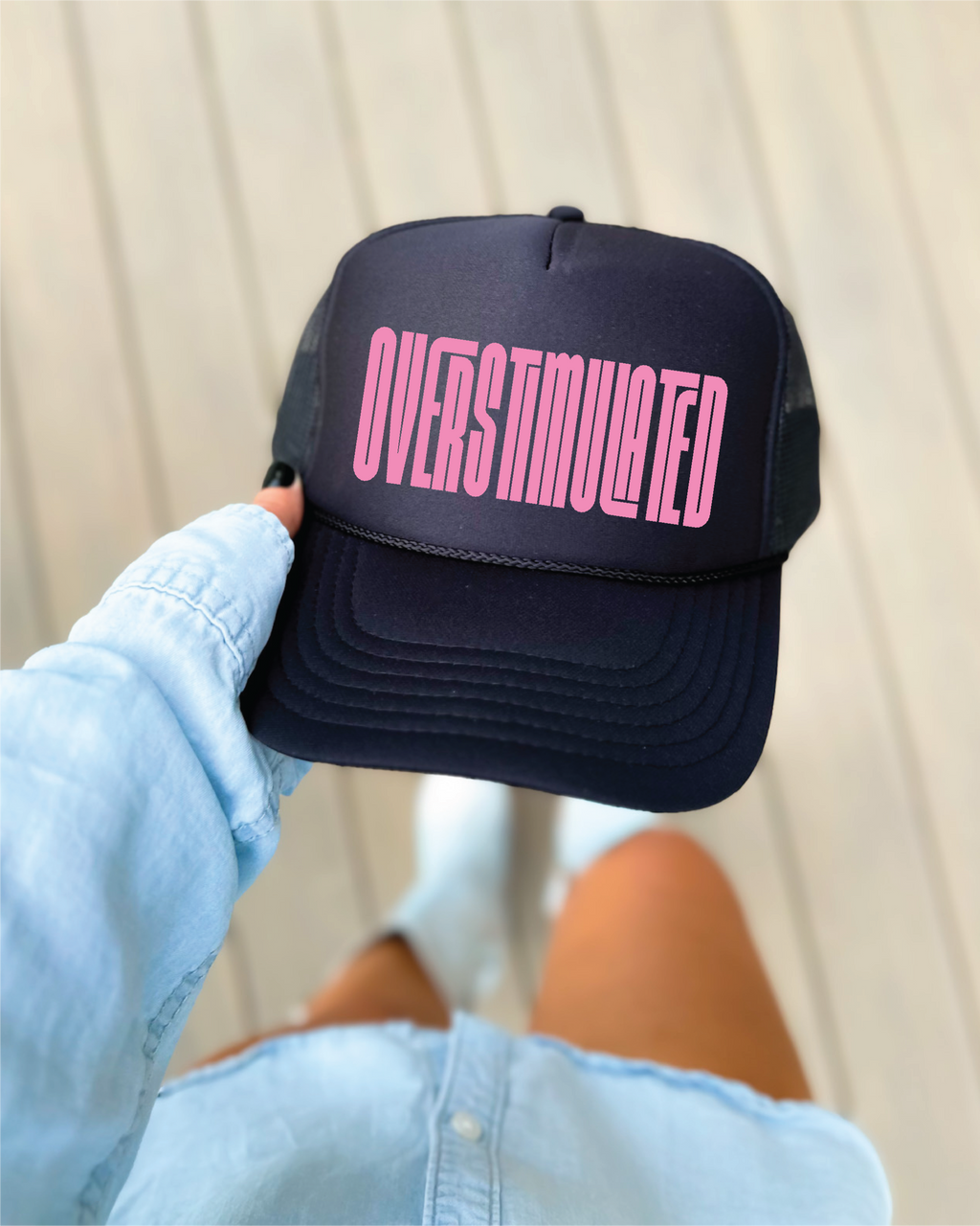 Overstimulated Black Trucker Hat
