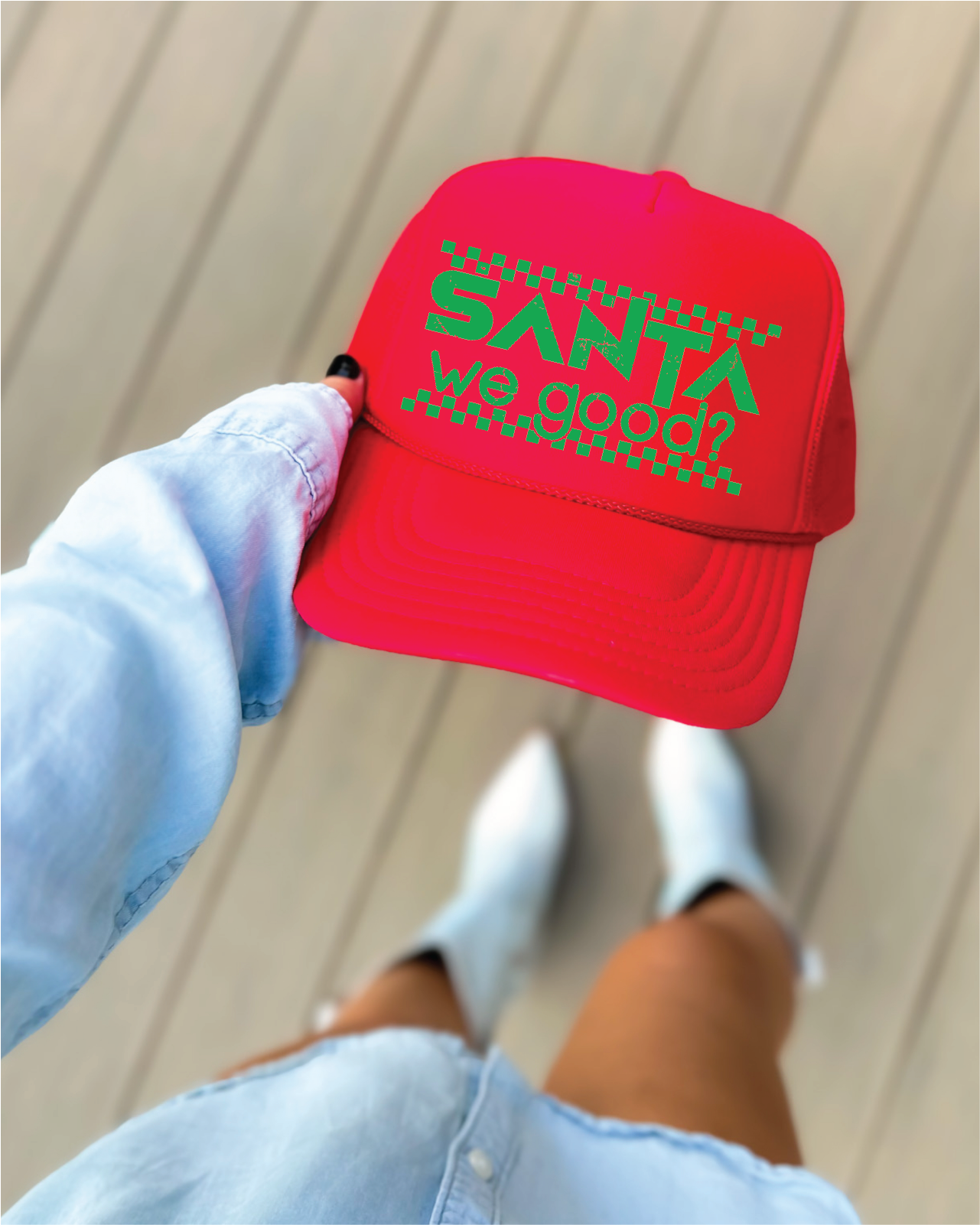 SANTA WE GOOD Red Foam Trucker Hat
