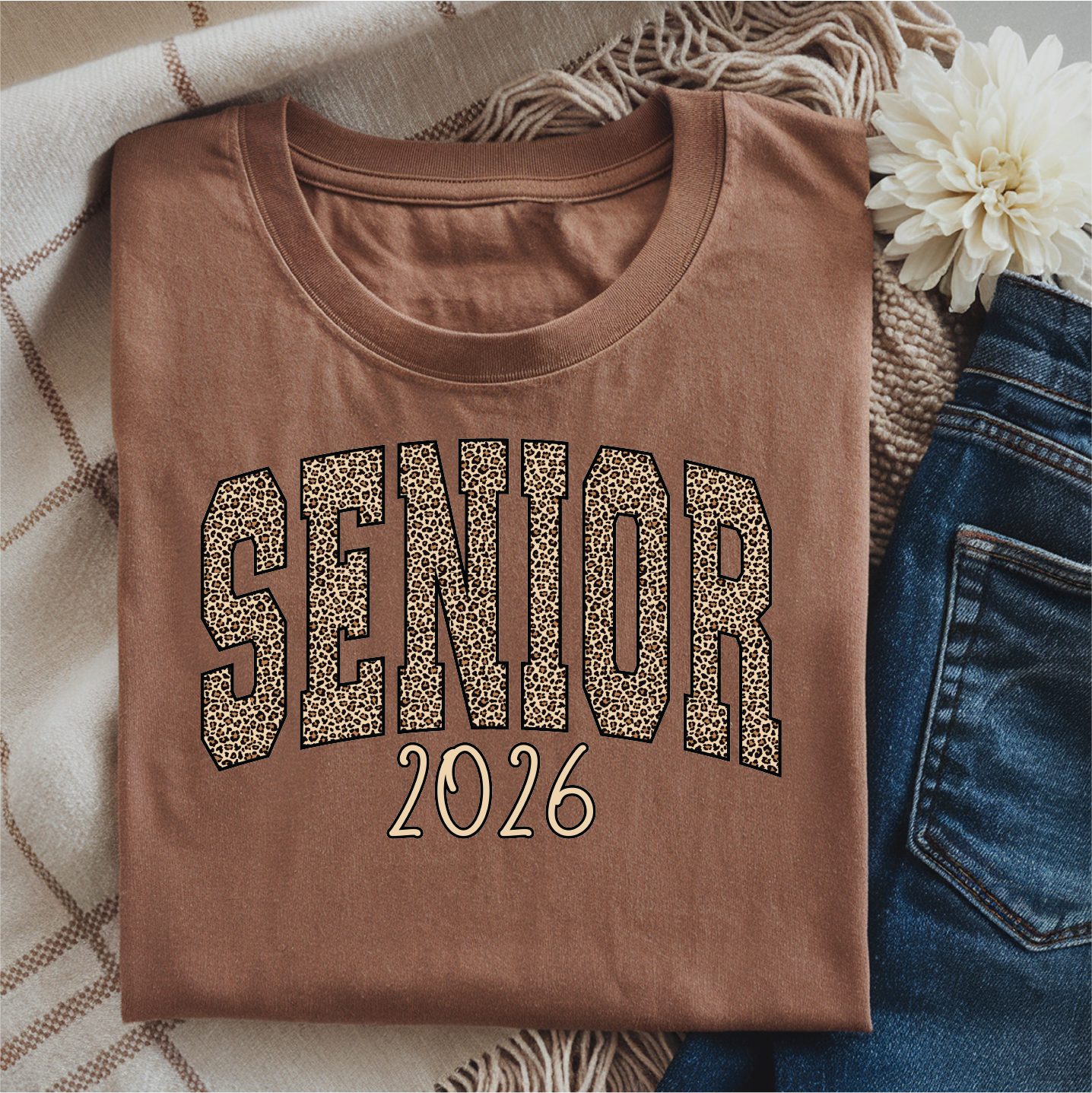 Senior 2026 LEOPARD Letters Graphic Tee