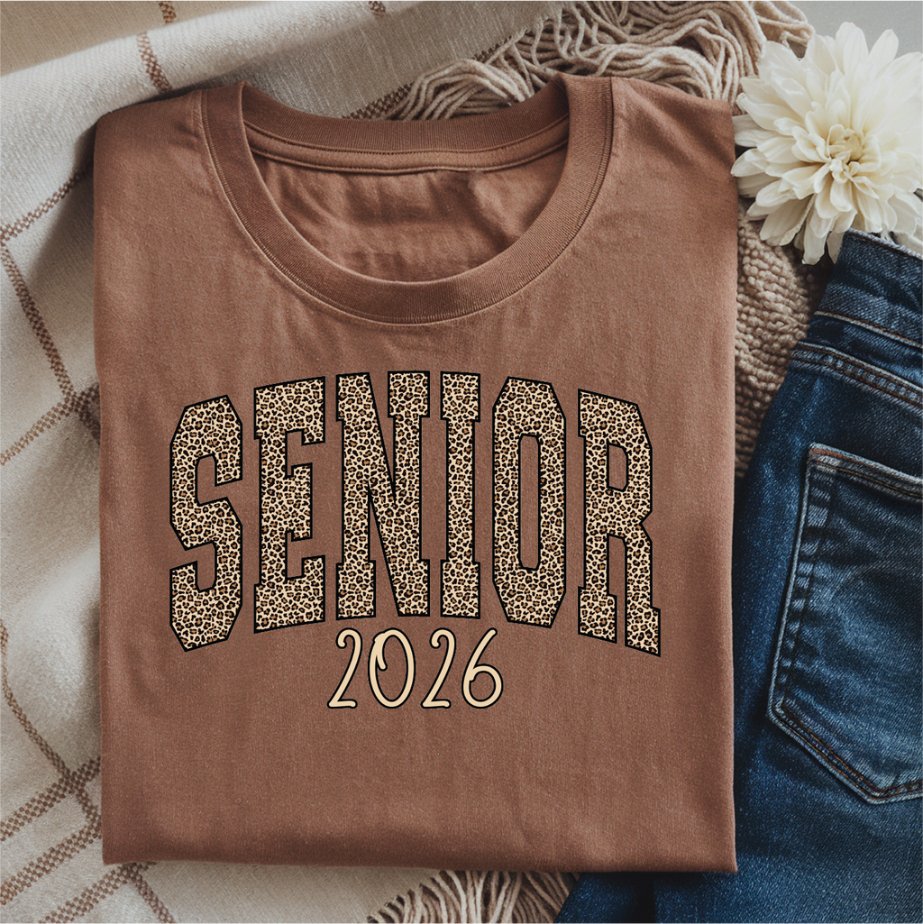 Senior 2026 LEOPARD Letters Graphic Tee