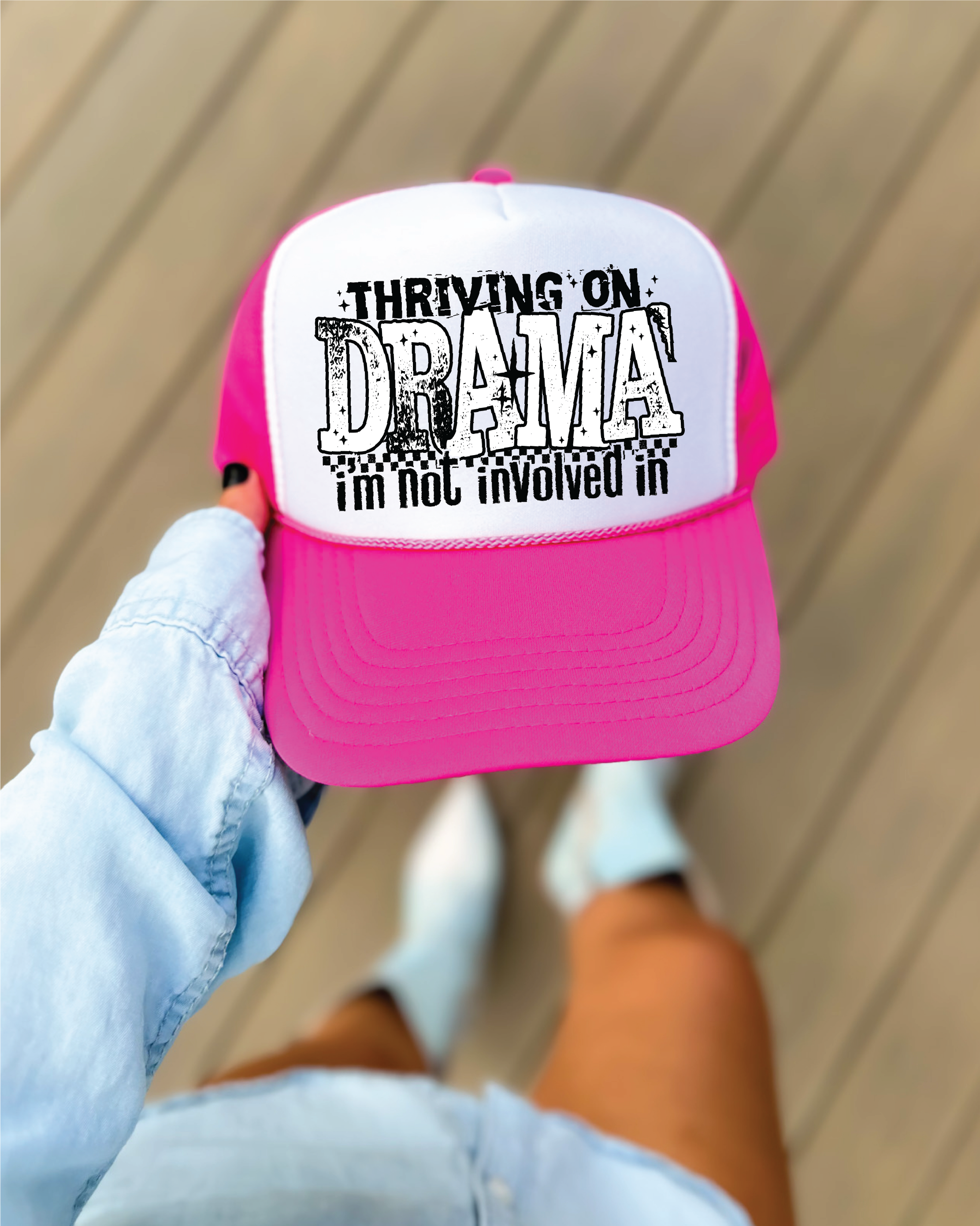 Thriving on Drama Hot Pink and White Trucker Hat