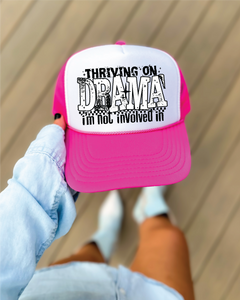 Thriving on Drama Hot Pink and White Trucker Hat