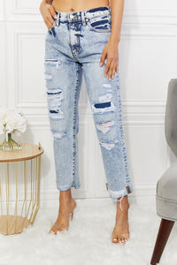 Kancan High Rise Distressed Straight Jeans