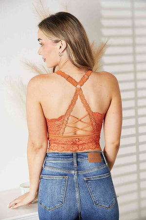 Rust Crisscross Lace Bralette