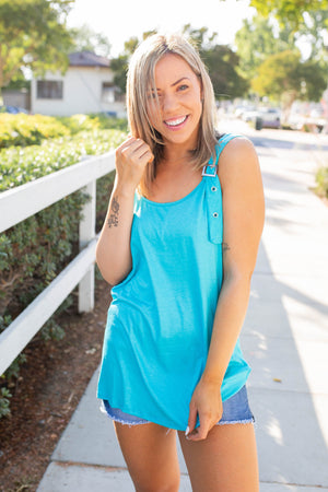Minty Buckle Strap Top