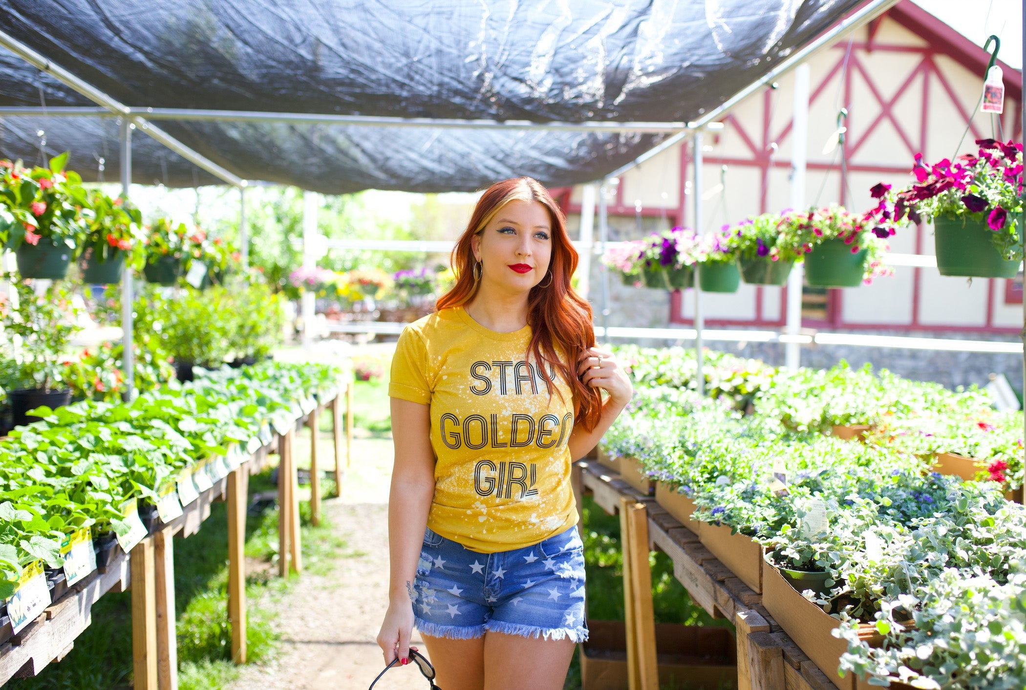Stay Golden, Girl Tee (Distressed Heather Mustard)