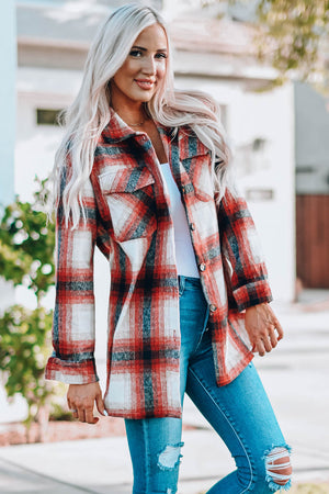 Alice Plaid Button Up Shirt Jacket with Pockets