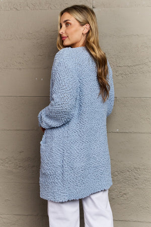 Zenana Open Front Popcorn Cardigan