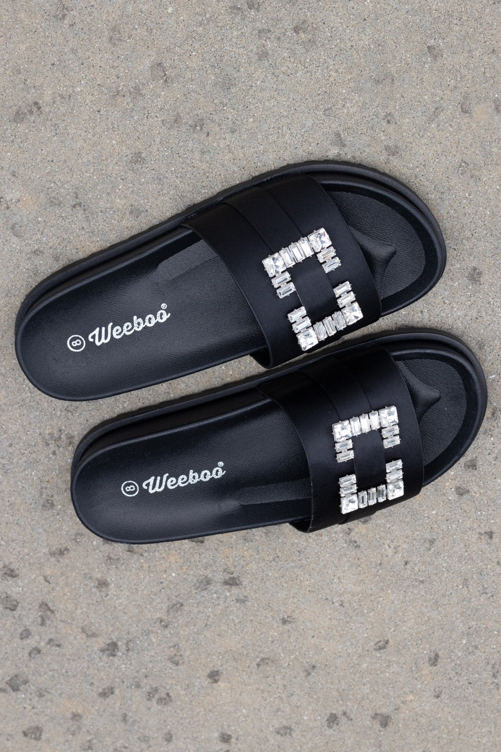Rhinestone Buckle Slide Sandals