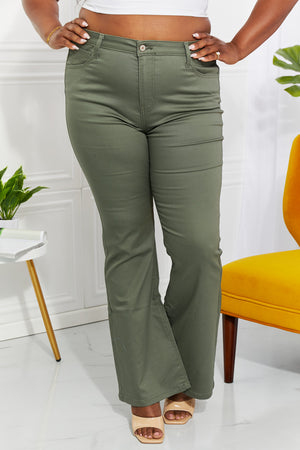 Zenana High-Rise Bootcut Jeans in Olive