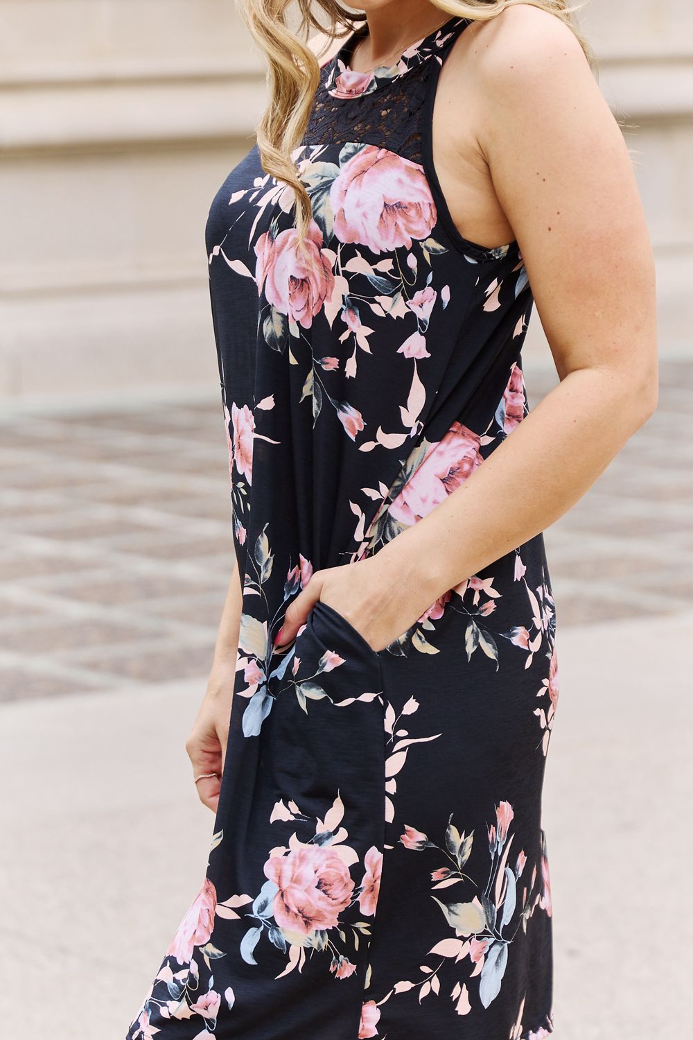 Tara Floral Lace Detail Sleeveless Dress