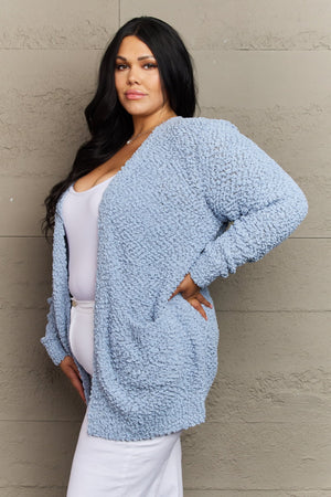 Zenana Open Front Popcorn Cardigan